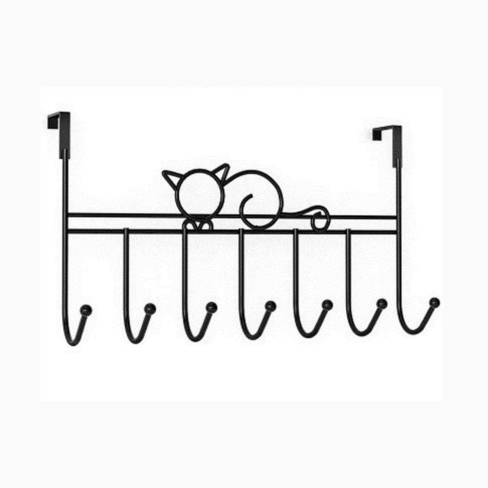 ISCBAFYX Appendiabiti a 7 Ganci sopra la Porta Appendiabiti in Ferro Arte Borsa Vestiti Chiave Sciarpa appesa Bagno Cucina Decorazione della Porta sul Retro della casa/nero/22 * 41,7 cm