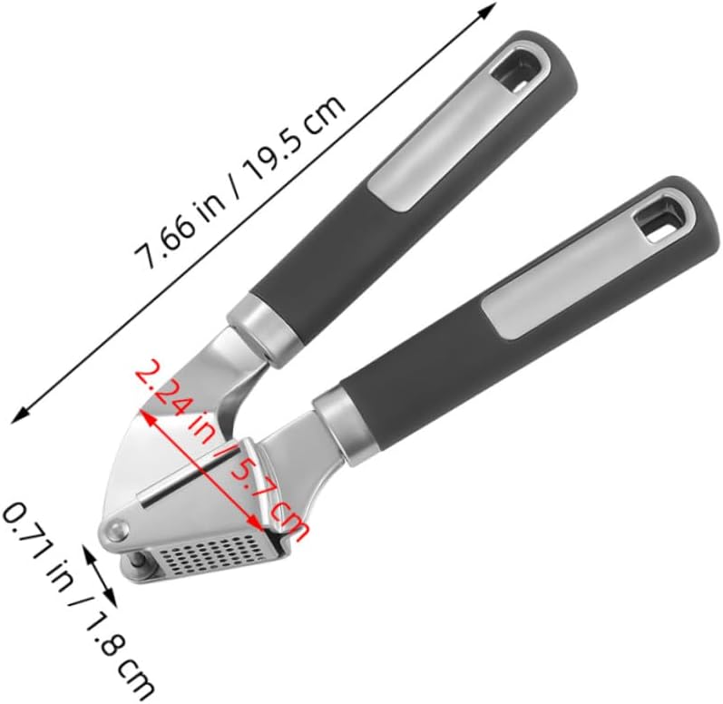 Lurrose Manual Stainless Steel Garlic Press Crusher Tool Metal Garlic Mincer with Ergonomic Handle for Kitchen Cooking