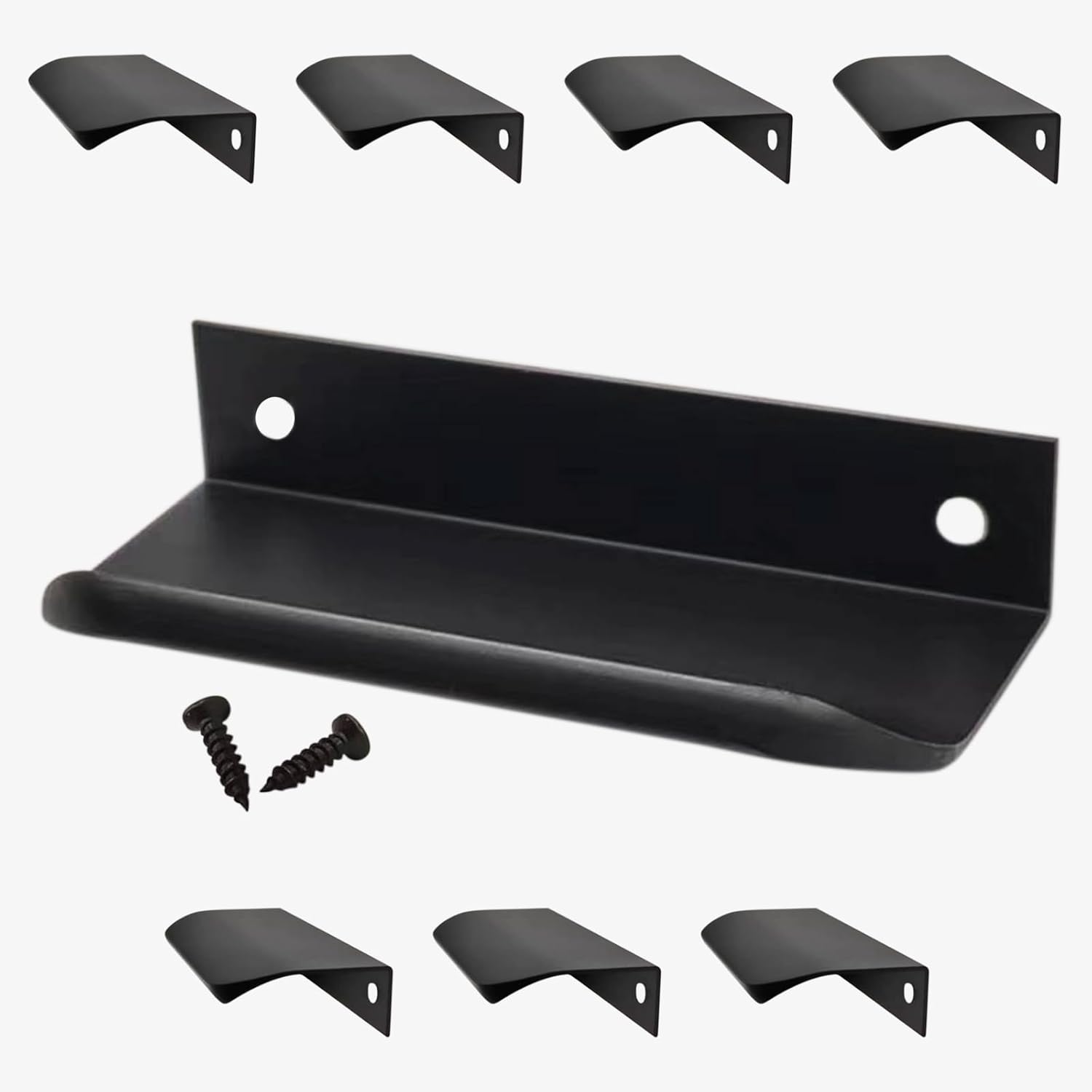 8PCS Finger Edge Pull Concealed Handles Matte Black Brushed Pull Handles for