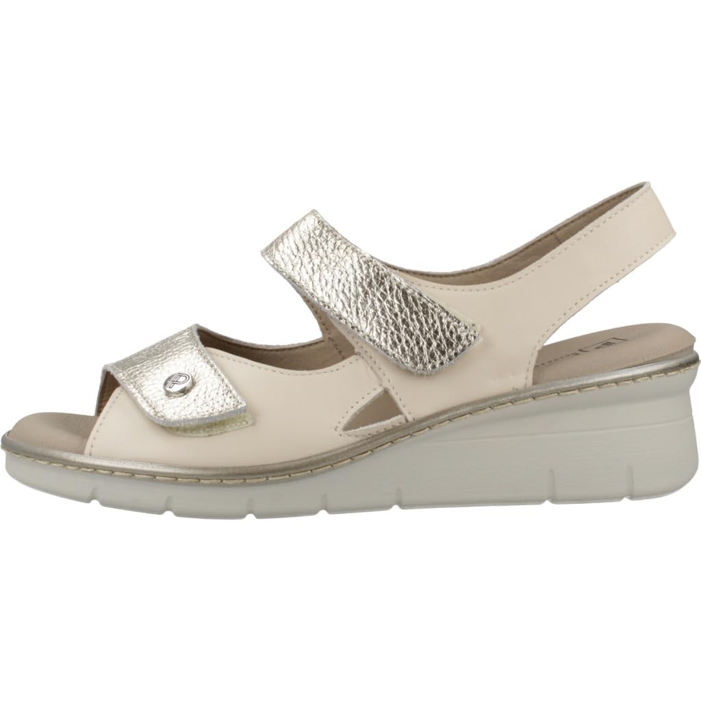 Pitillos - Sandalias Pitillos 11010 Mujer | Color Crema y Oro | Piel con Plantilla Extraíble | Hecho en España - Cuero