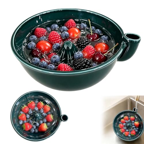 PYSUL Self-Spinning 6 Berry Bowl with Drain Holes Ceramic Fruit Bowl