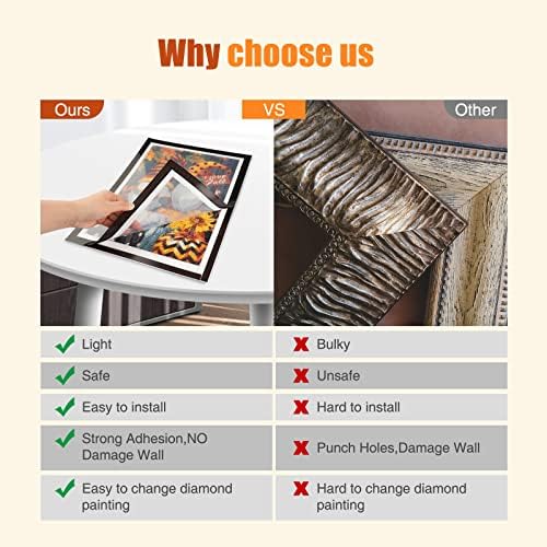 RICUVED Diamond Painting Frames,Frames for 37.7X28CM Diamond Painting Canvas,Magnetic Diamond Art Frame Self-Adhesive Diamond Art Accessories,Frames for Wall Window Door Black (One Pack )