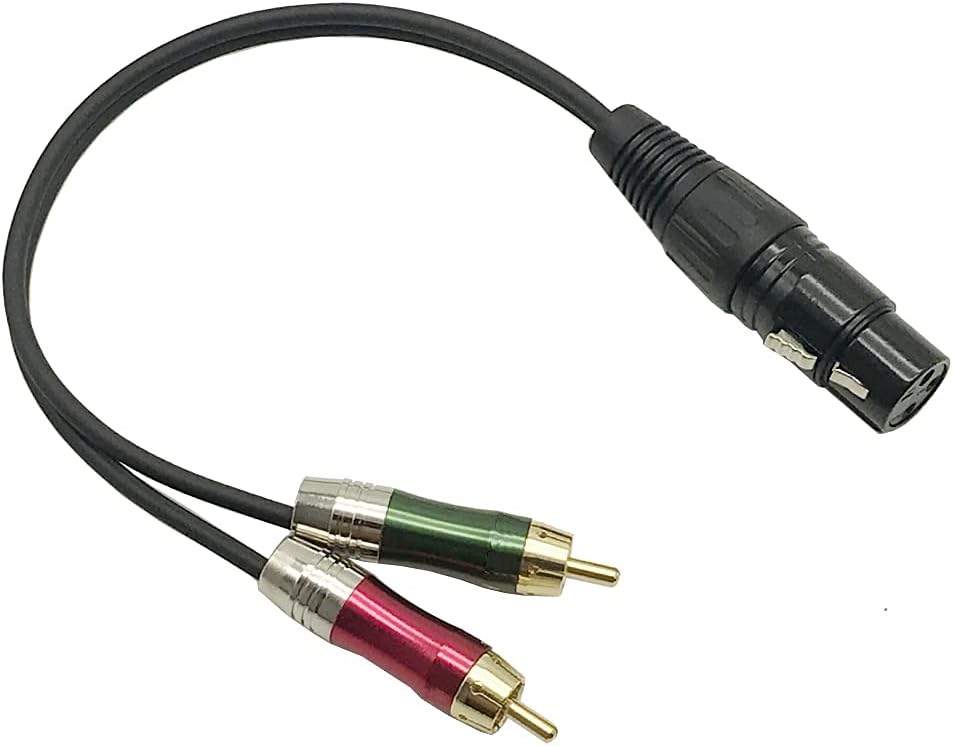 Compatible with Dual Male to XLR Female Y Splitter Patch Cable, Replacement for Unbalanced 2 Phono Plug to 1 XLR Splitter Female Duplicator Lead Y-Cable Adapter(1Feet)