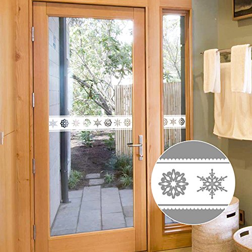 Simplelife4U White Lace Transparent Removable Wallpaper Border Shop Display Window Sticker Bathroom Mirror Decor Snowflake #TOP1