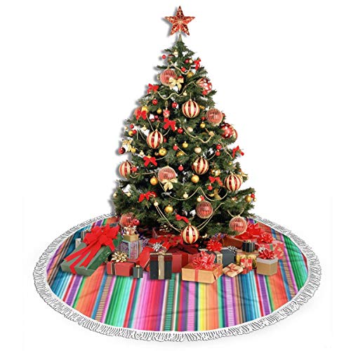 Msguide Mexican Blanket Serape Stripe Christmas Tree Skirt 30 Inch Large Halloween Xmas Tree Decor For Holiday Party Decor Christmas Decoration #TOP3