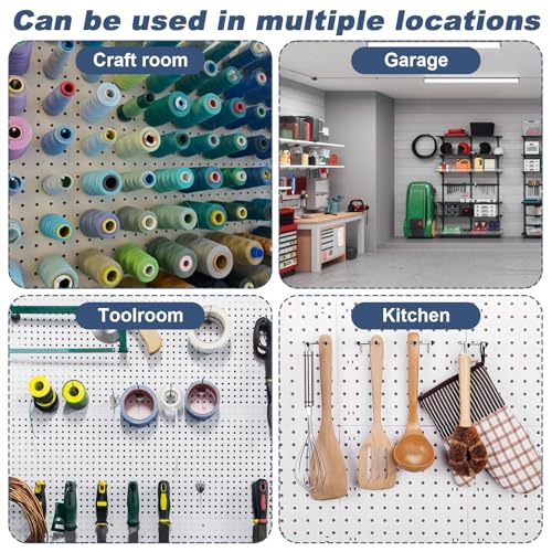16 Pcs Peg Hooks for Pegboard, 4 Inch Pegboard Hooks, Pegboard Double Hooks Fit 1/4” PegBoard Holes, Heavy Duty Pegboard Pegs with Black Rubber Tipped, Peg Board Organizer Accessories for Garage by JOUTYFOR - Used condition - Image 7