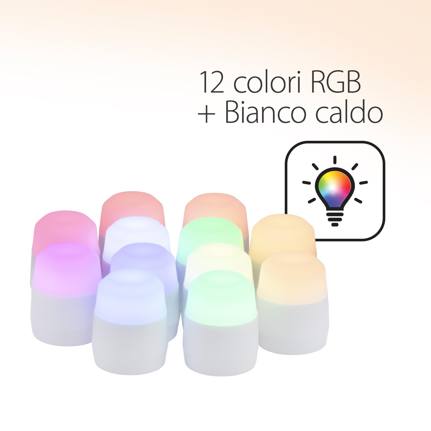 SECURIT - Set 12 Candele LED Ricaricabili Amsterdam RGB - 13 Colori