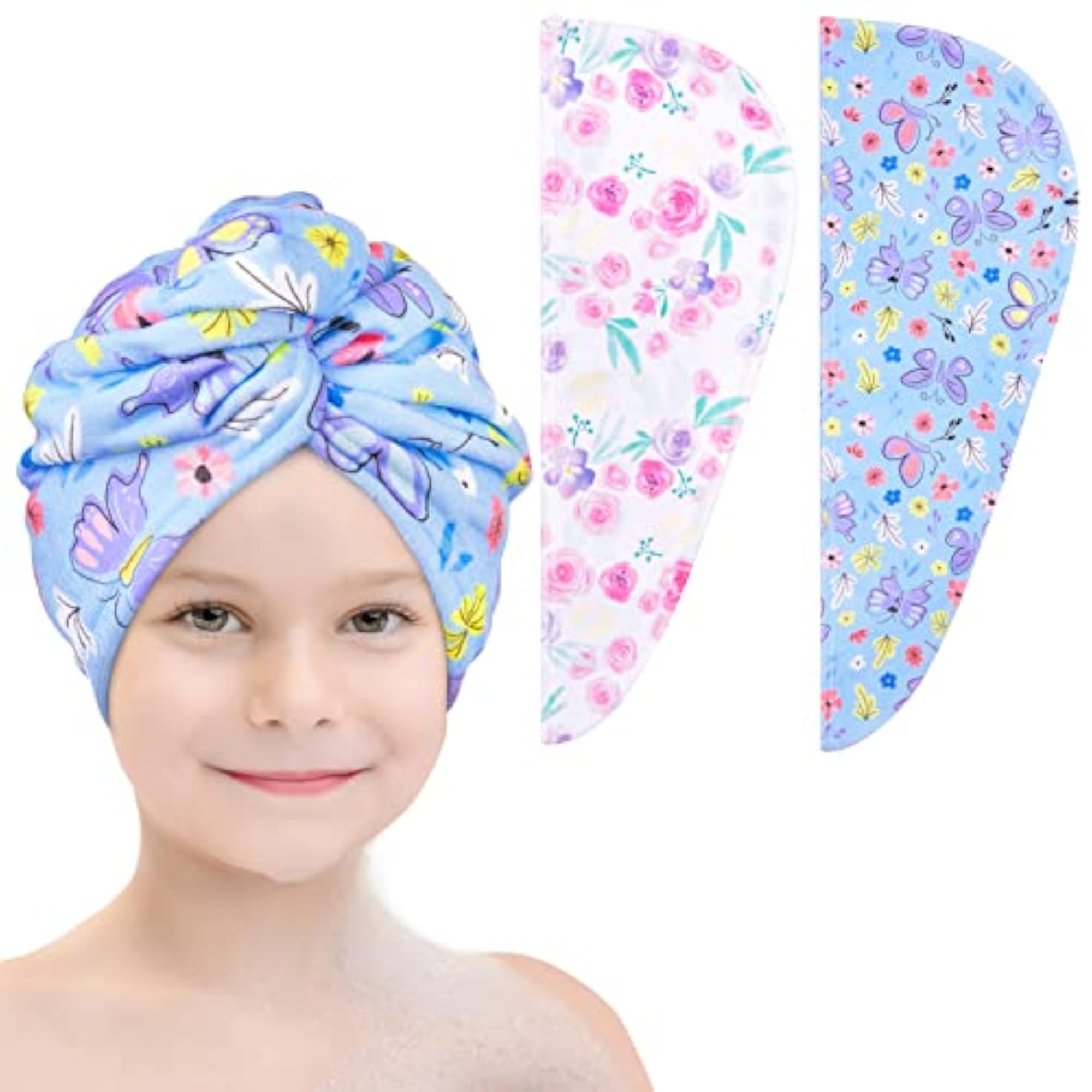 Microfiber Hair Towel Wrap for Kids, 2 Pack