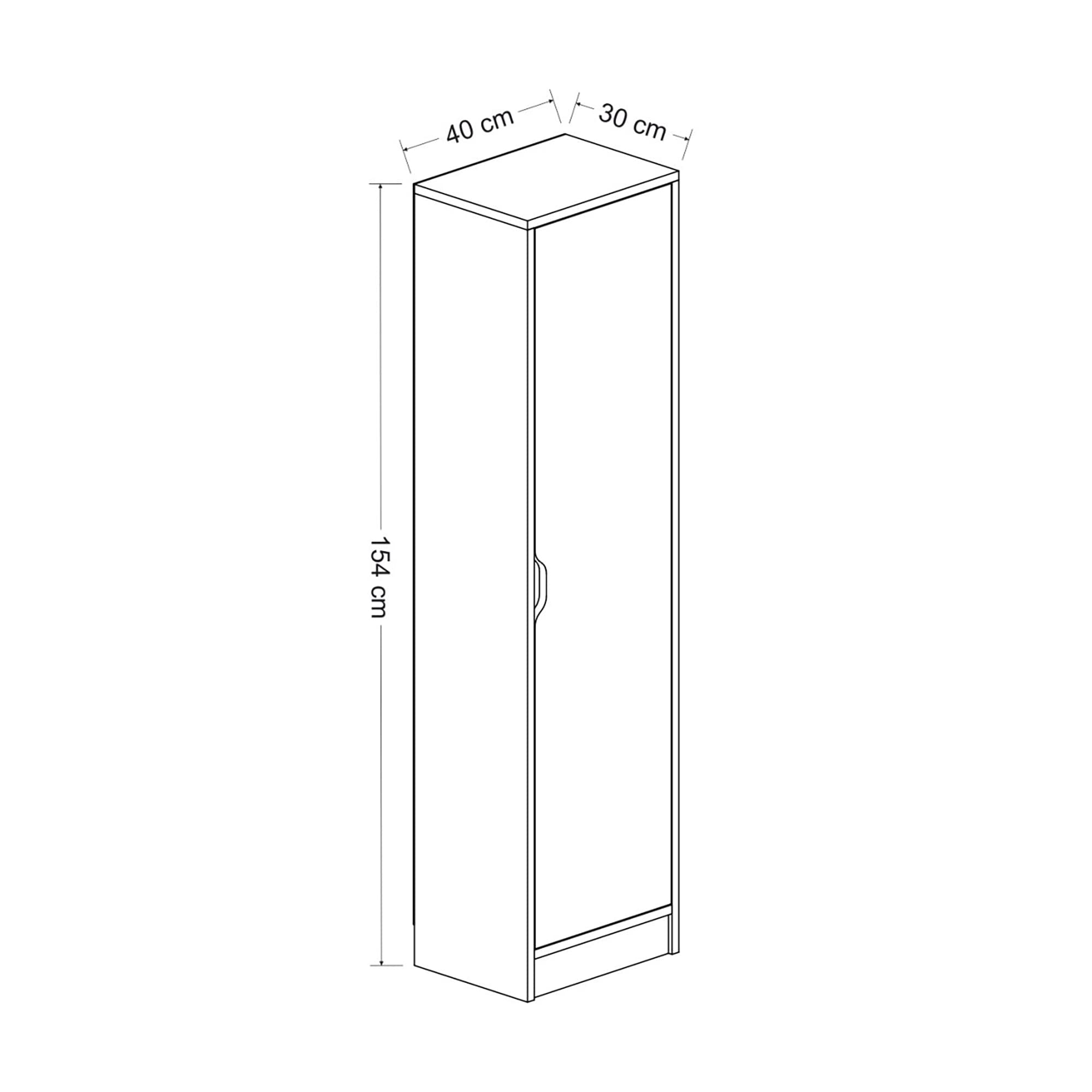 [en.casa] Armadio a Colonna (AxLxP) 154 x 40 x 30 cm Mobile a Terra con 1 Anta e 4 Scomparti Chiusi - Effetto Noce/Bianco