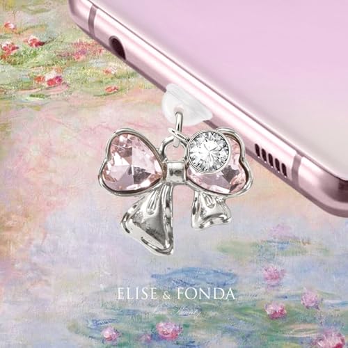 Colgante tipo C antipolvo para celular Samsung iPhone 16 cristal rosa 3D 2