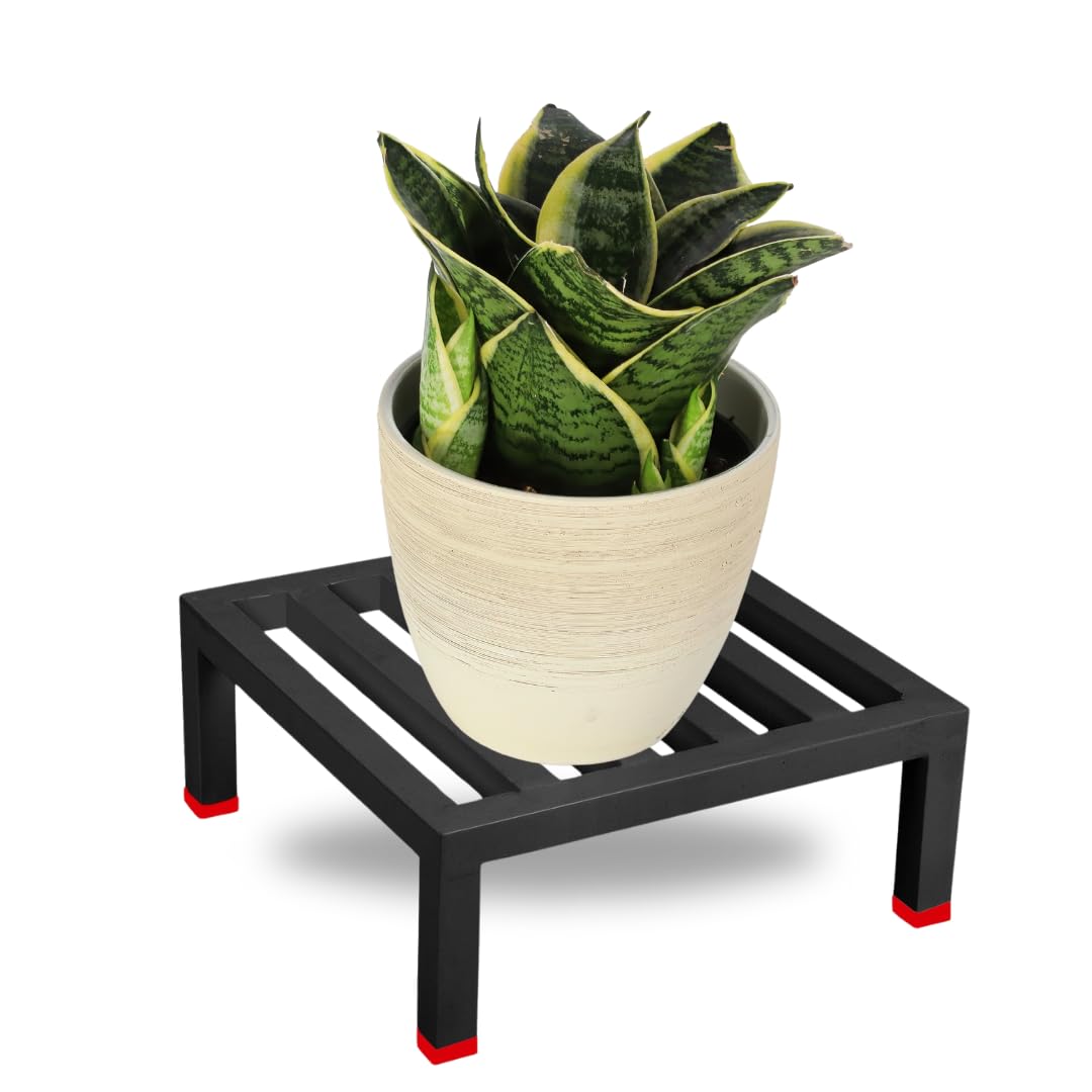 NAYRA Black Iron Plant Stand - Heavy Duty Outdoor Stand -2