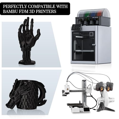 Image of TINMORRY Carbon Fiber PETG Filament 1.75 mm, High Rigidity & Strength PETG CF 3D Printer Filament, Compatible with Most FDM 3D Printers, 1 KG 1 Spool, Black