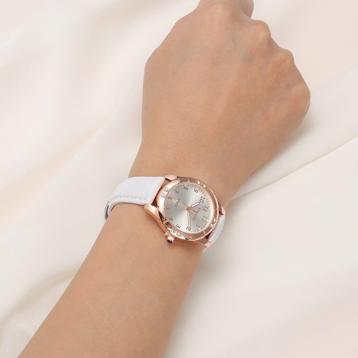 Top Plaza Classic Leather Strap Watch for Women Arabic Numerals Easy Read Watch Ladies Dress Watches - Image 3