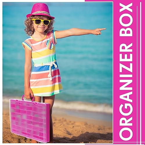 Image of Juexica 2 Pcs Large 48 Grids Plastic Storage Bead Organizer Box, Tackle Box, Compartment Organizer Container with Adjustable Dividers for Jewelry Art Crafts Toys Screw Small Parts(Pink)