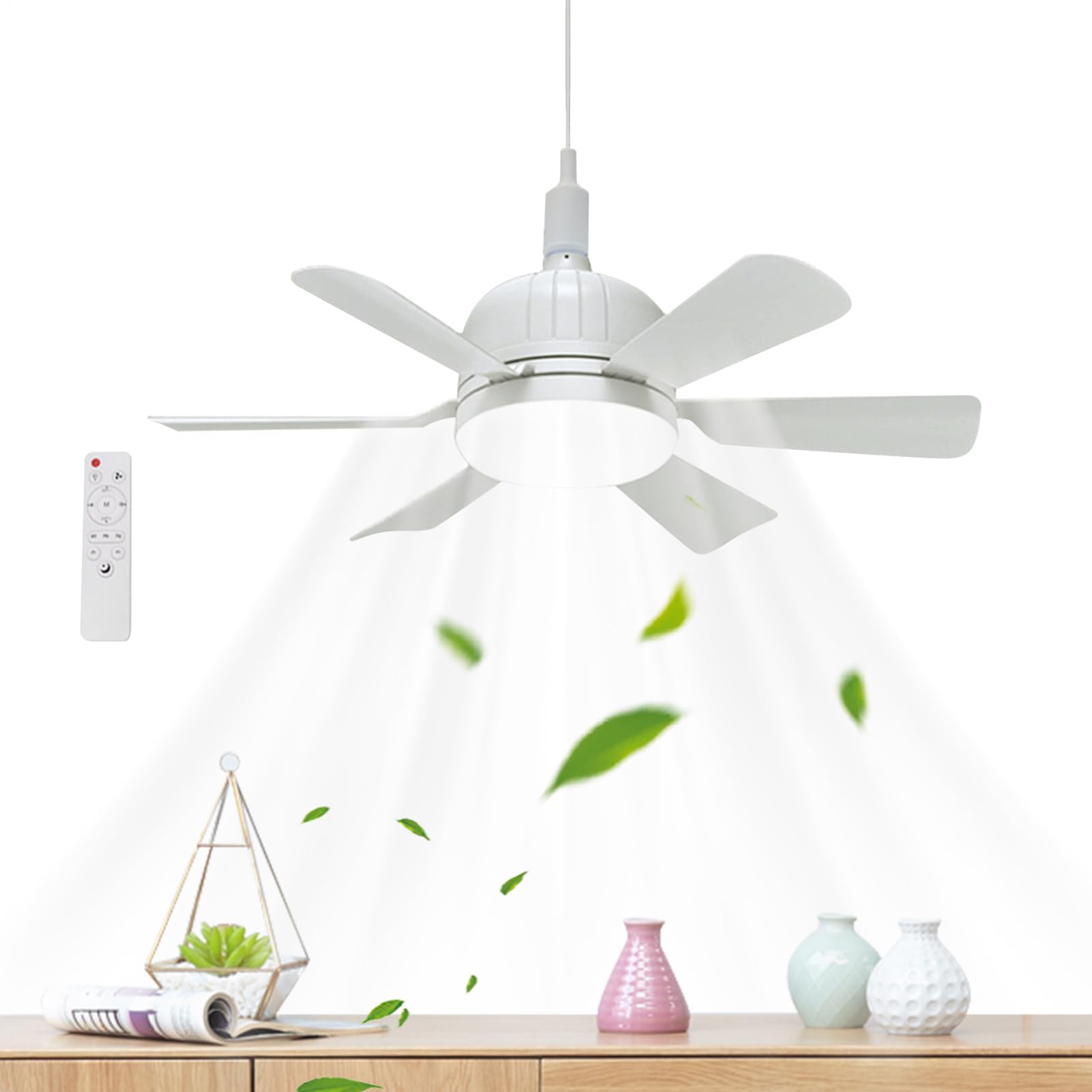 Ceiling Fans with Lamps - Ceiling Light With Fan E27 Indoor | Energy Saving Silent Lighting Device For Living Room Kitchen Bedroom Garage
