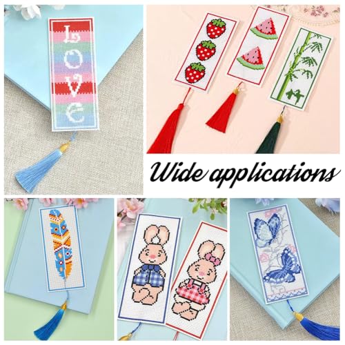 Image of arricraft 30 Pcs Blank Cross Stitch Bookmark, Rectangle Cotton Fabric Book Marker Cross Stitch Crosstitch Project 2.7x7.5 inch(7x19cm)