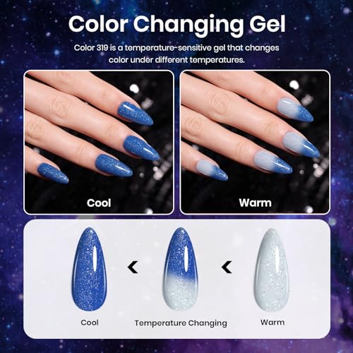 Beetles Gel Nail Polishes- Milky Way Glitter Cat Eyes Magnet Color Changing Gel Phantom Chameleon Set, 6 Colors Black Gel Polish Kit Soak Off Nail Lamp Gel Nail Kit Varnish Nail Art Gifts for Women - Image 6