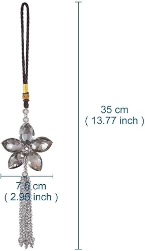 Miniatura 9 de Adorno colgante de espejo retrovisor de cristal con diseño de flores de cristal, atrapasoles, colgante de cadena con cuentas para decoración