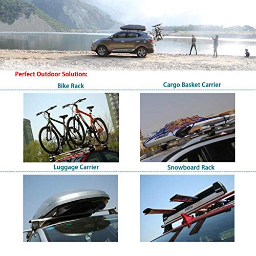 AUXMART Universal Roof Rack Adjustable 48" Cross Bars Aluminum Cargo Carrier Rooftop Crossbars Fit for Most Vehicle Wagon Car Without Roof Side Rail (1 Pair), 150LBS /68KG Capacity
