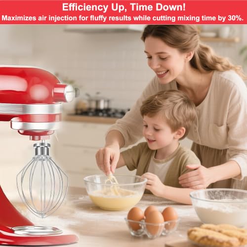 Image of 18 /8 Stainless Steel 6 Wire Whip for KitchenAid 5 Qt Bowl-Lift Stand Mixer, Dishwasher Safe Whisk Attachment, Heavy Duty Replacement Fits K4, K5, K5A, K5SS, KSM5, KP50, KG25
