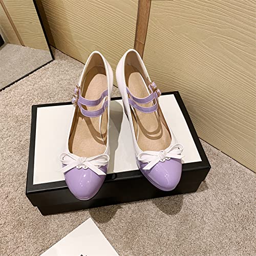 Image of MEOTINA Cute Bow Heels Mary Janes Shoes Women Dress Platform Strappy High Heels Kawaii Shoes