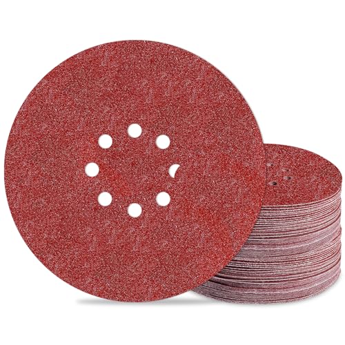 9 inch Sanding Discs 40 Grit 8 Holes Hook and Loop Sandpaper for Drywall Sander 60Pack