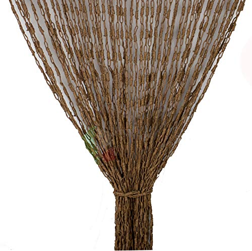 Tenda Antimosche con Catenelle Intrecciate in Fibra Naturale per Porta Finestra Moschiera a Pannello Misura 120 x 220 cm Colore Marrone