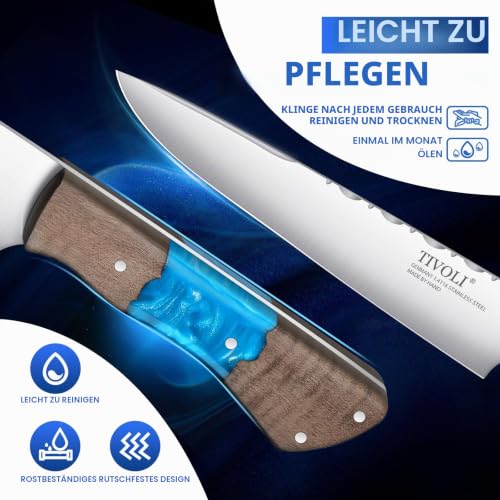 TIVOLI Küchenmesser Scharf Kochmesser, Profi Japanisches Kochmesser aus Ger – Ansicht 4