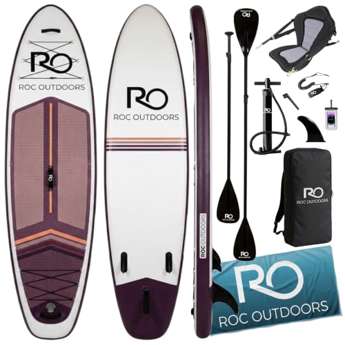 Image of Roc Inflatable Stand Up Paddle Board 10' 6 inch with Premium SUP Paddle Board Accessories, Wide Stable Design, Non-Slip Comfort Deck for Youth & Adults