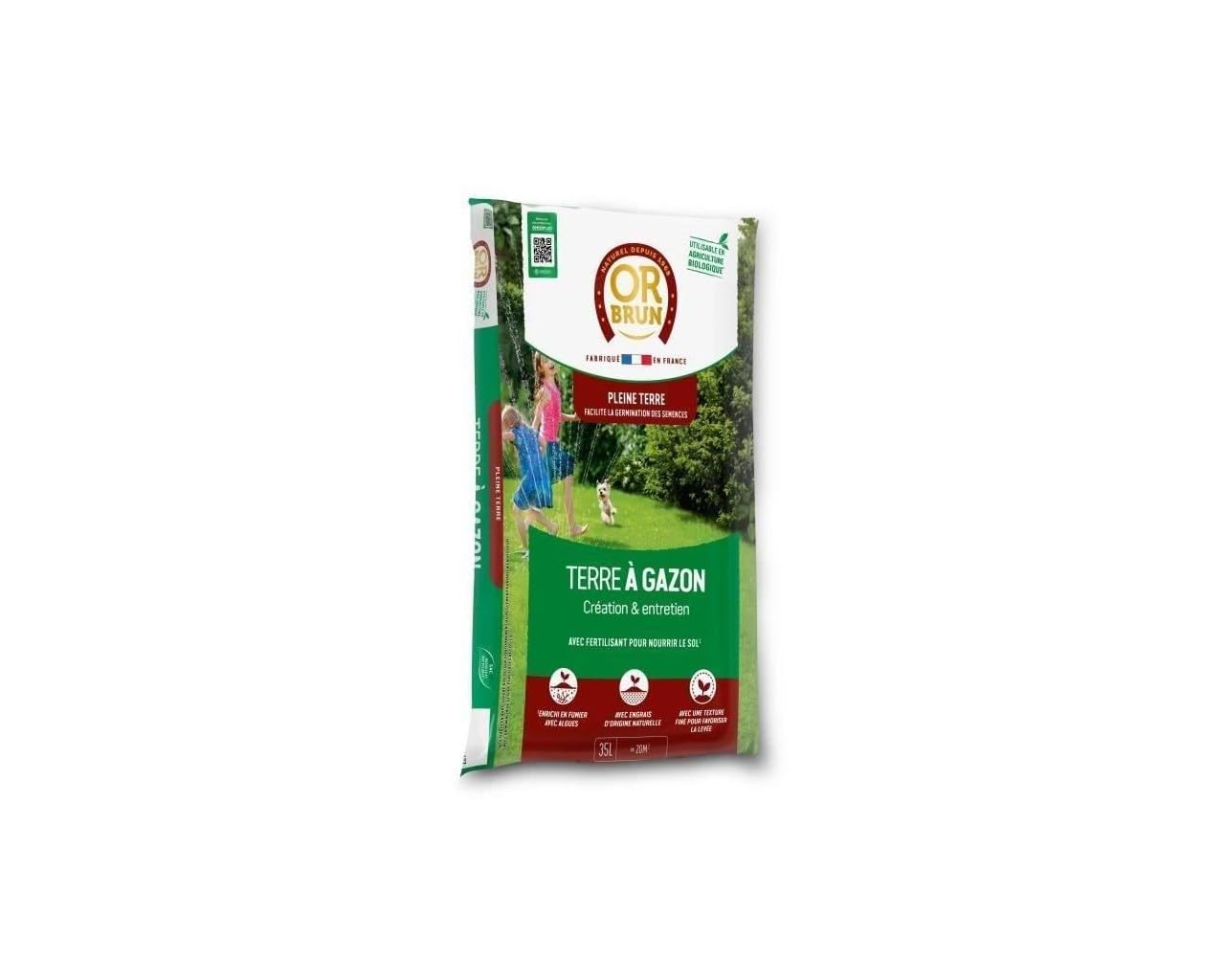 OR BRUN Terre à Gazon 35 L | Bio & Spécial Regarnissage