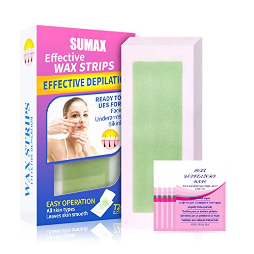 72 Strips Facial Wax Strips, Lady Wax Strips Hair Removal, Small Wax Strips For Facial Eyebrows, Upper Lip And Chin(6 Calming Oil Wipes)