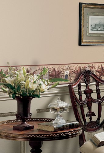 Cenefa para pared York Wallcoverings de estrellas rústicas color caqui para decorar el hogar 3