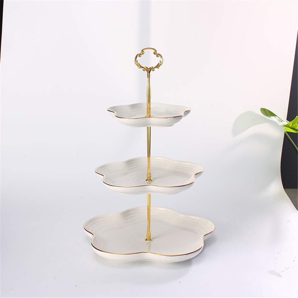 Soporte para Tartas, Ideal para cenas, cumpleaños, Bodas, Fiestas, con Tres Flores de cerámica, Ideal para Pasteles, Comida, Frutas y postres (Verde, Talla única).