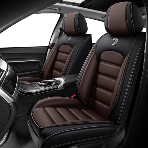 Image of Universal Car Seat Covers for Honda Accord Plug-In Hybrid 2014 Anti-Slip Seat Covers,Waterproof Faux Leather Full Coverage Car Seat Protectors Interior Accessories(2Pcs Standard /Black&Coffee)