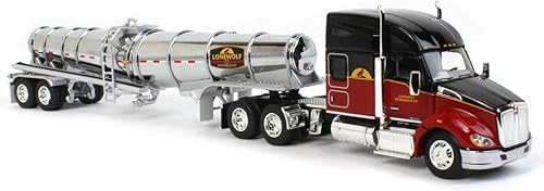 Miniatura 2 de DCP First Gear Lonewolf Petroleum - Kenworth T680 con techo medio de 76 pulgadas y remolque de tanque de caída profunda polar 164