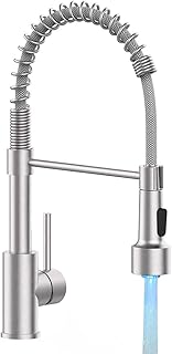 kitchen faucet led light, kitchen faucets with pull down sprayer sus304 stainless steel industrial