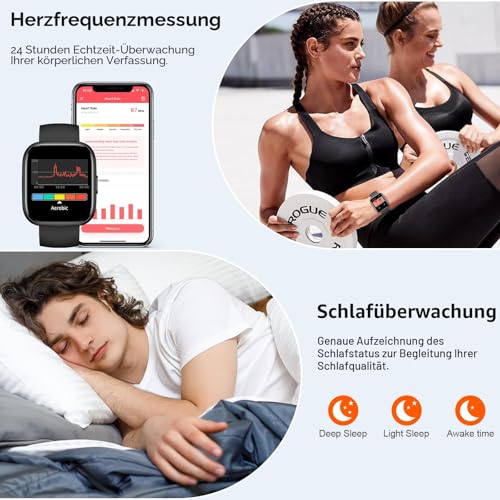 2026 Smartwatch Herren Damen, 1,85" HD-Touchscreen Smart Watch mit Telefonfunktion, 112+ Sportmodi Fitness Tracker… – Ansicht 6
