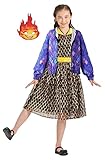EOILFM Halloween Girls Elemental Ember Costume Cosplay Dress Set Outfit Coat Dress Up Pretend Play Toddler for Kids 6-7T