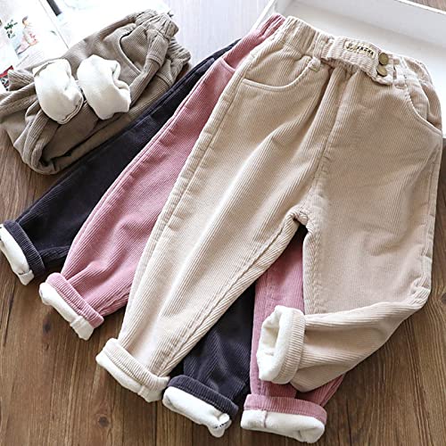 Boys Girls Fleece Lined Corduroy Pants Causal Sweatpants for Toddler Kids Winter Thick Warm Pants with Pockets3