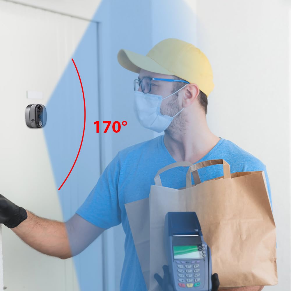 WiFi 1080P Video Türklingel Kamera, 2,4 GHz Türspion Türspion mit 4,3 Zoll LCD Display, 120 Grad Blickwinkel, Nachtsicht, Bewegungserkennung, 2-Wege-Audio, Wiederaufladbarer Akku