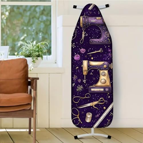 Image of Nuxovilar Purple Sewing Machine Ironing Board Cover 15x54 Polyester | Iron Pad Scorch Guard laundry helper protective board shield home laundry room craft studio (Sewing Machine)