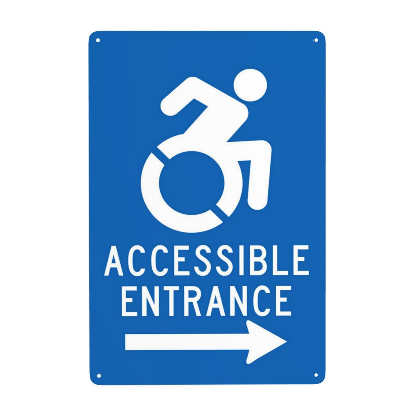 SMAZDFXX Handicap Parking Sign, Accessible Entrance Right With Arrow Metal Warning Signs, Cautions Security Tin Sign, Safety Signs for Street Business Wall Decor 8"x12"