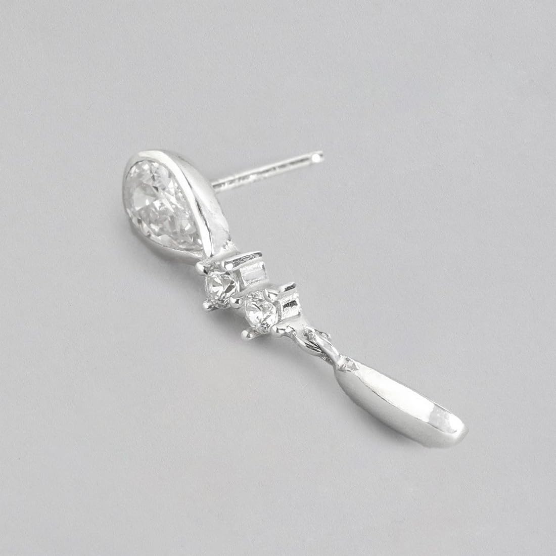 Women's 925 Sterling Silver Circular CZ Solitaire Drop Dangler Earrings