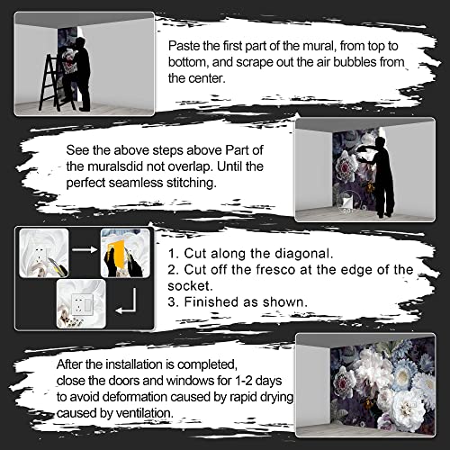 Fightal - Pink Rose Floral Tropical Botanical Wallpaper Plant Leaf Large Wall Mural For Living Room Bedroom (Papel Tapiz Para Pared De Habitacion)151"X105" (Not Peel And Stick) #TOP6