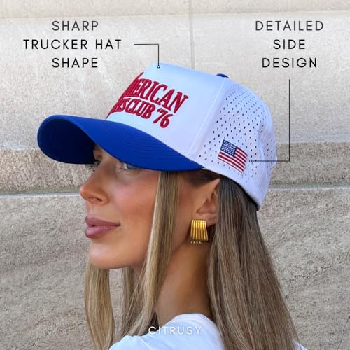 Image of CITRUSY Athletic Trucker Golf Hat | Performance Mens 5 Panel Cap | Cool Breathable Waterproof Workout Running Snapback