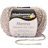 Lieferumfang: 1x Schachenmayr Merino Extrafine 120 Color, 50g / Pflegeleichter Allround-Klassiker aus reiner Schurwolle / Garn erhältlich in verschiedenen Farben / Maschenprobe: 10x10 = 22Mx30R