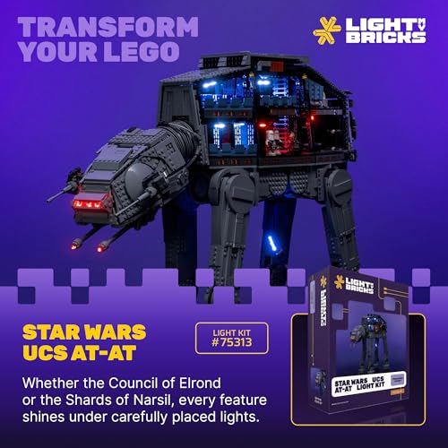 Image of Light My Bricks LED Light Kit for LEGO Star Wars UCS AT-AT 75313 - Custom Display Lighting to Illuminate and Enhance the LEGO 75313 Model (Lights Only, Model Not Included)