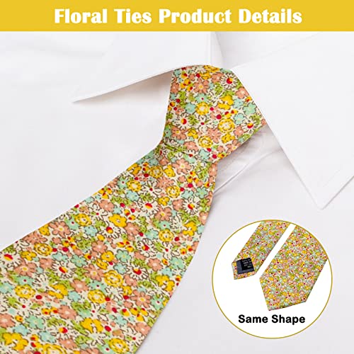 Image of Mantieqingway Men's Cotton Floral Neck Tie 2.56'' Printed Skinny Tie