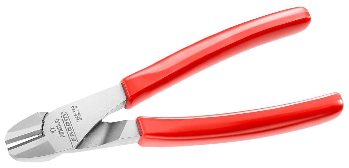 Facom Diagonale coupante pince avec poignée en PVC sculptée, Rouge, 180 mm