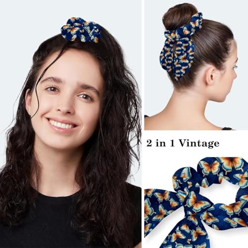Image of Colored Butterflies Scrub Caps Women Ponytail, Adjustable Bouffant Surgical Caps with Button, Nurse Hats Long Hair